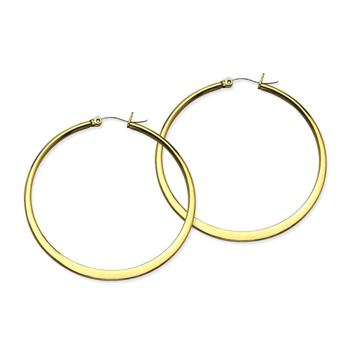 IceCarats Stainless Steel Gold Plated Tapered 50mm Hoop Earrings Ear Hoops Set For Women