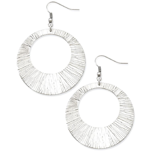 IceCarats Stainless Steel Textured Circle Drop Dangle Chandelier Earrings