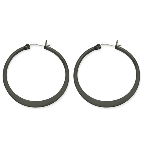 IceCarats Stainless Steel Black Plated 34mm Hoop Earrings Ear Hoops Set For Women