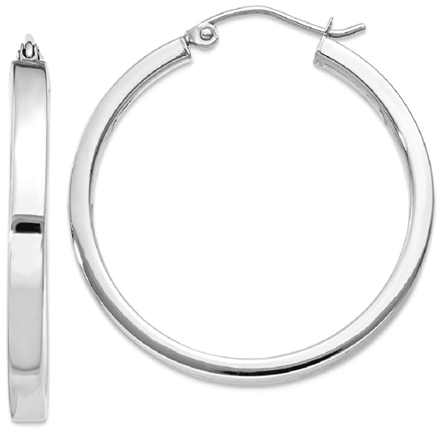 IceCarats 14k White Gold 2x3mm Rectangle Tube Hoop Round Square