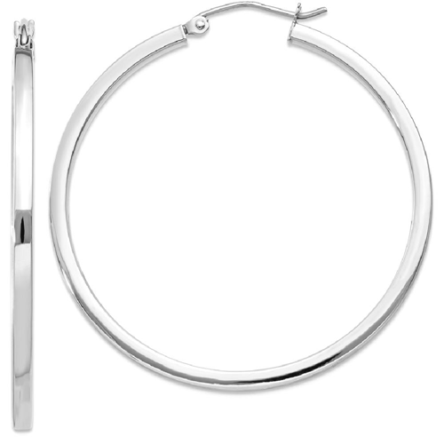 IceCarats 14k White Gold 2mm Square Tube Hoops Hoop Round