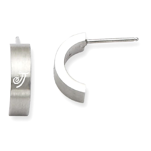 IceCarats Stainless Steel Laser Design Half Hoop Post Stud Earrings Ear Hoops Set For Women Ball Button
