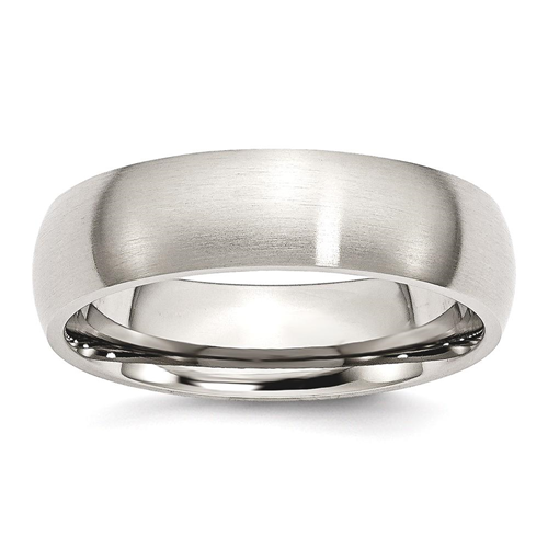 IceCarats Titanium 6mm Brushed Band Ring Wedding Classic Domed