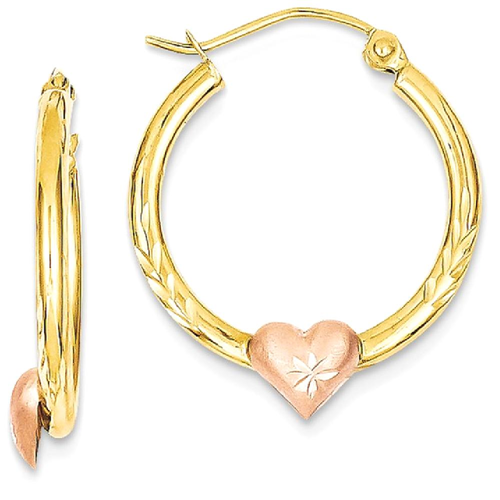 IceCarats 14k Yellow Rose Gold Heart Hoop Earrings Ear Hoops Set For Women Love