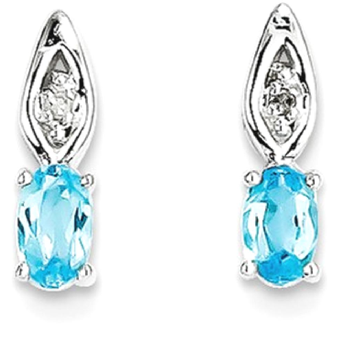 IceCarats 14k White Gold Blue Topaz Diamond Post Stud Earrings Drop Dangle Set Birthstone Style
