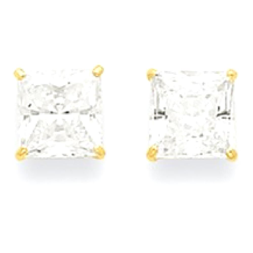 IceCarats 14k Yellow Gold 6mm Square Cubic Zirconia Cz Post Stud Ball Button Earrings Gemstone