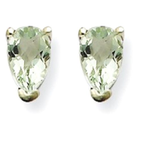IceCarats 14k White Gold 5x3 Pear Checker Cut Green Quartz Post Stud Ball Button Earrings Gemstone