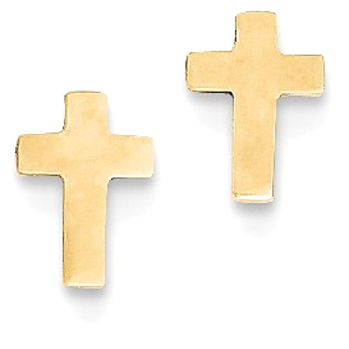 IceCarats 14k Yellow Gold Cross Religious Post Stud Ball Button Earrings
