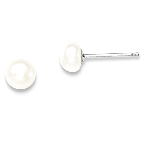 IceCarats 14k White Gold 5mm Button Freshwater Cultured Pearl Stud Ball Earrings