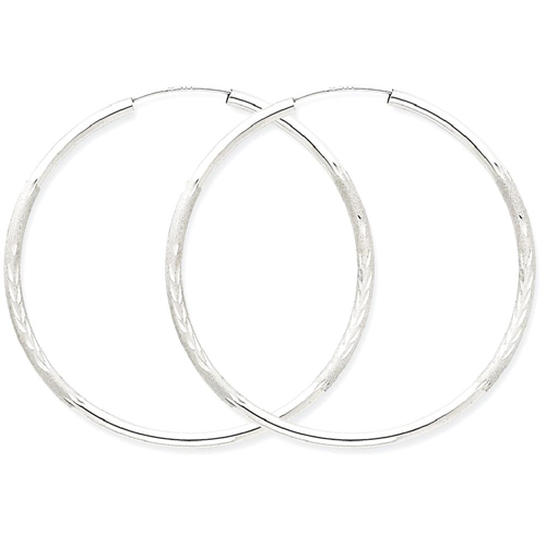 IceCarats 14k White Gold 2mm Endless Hoop Earrings Ear Hoops Set For Women Round Endles