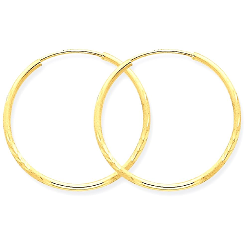 IceCarats 14k Yellow Gold 1.25mm Endless Hoop Earrings Ear Hoops Set For Women Round Endles