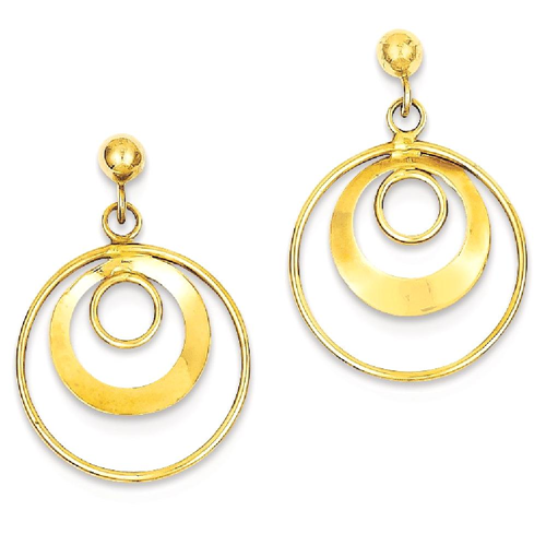 IceCarats 14k Yellow Gold Circle Post Stud Earrings Drop Dangle