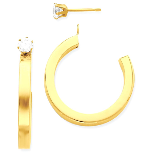 Jewelry Best Seller 14k White Gold J Hoop w//CZ Earring Jacket