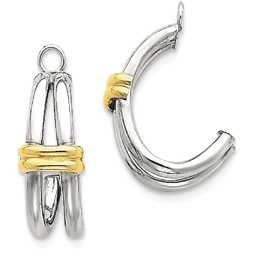 IceCarats 14k Two Tone Yellow Gold J Hoop Earrings Ear Hoops Set For Women Jacket Earring Jackets Studs