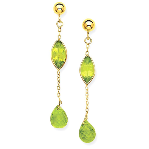 IceCarats 14k Yellow Gold Green Peridot Post Stud Earrings Drop Dangle