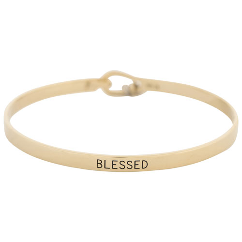 Inspirational Modern Blessed Gold Plated Sterling Silver Bangle
