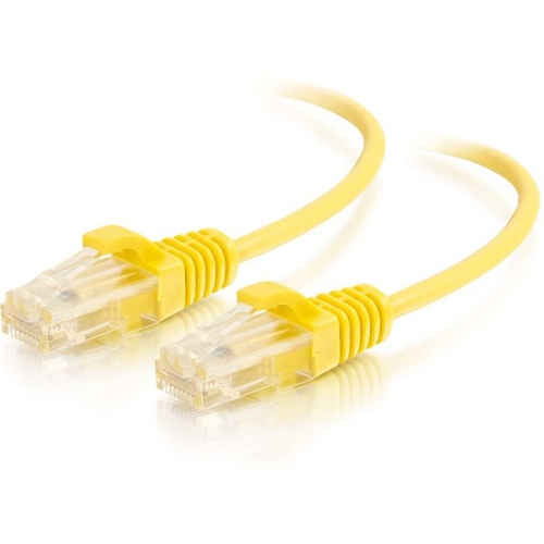 Image 1 de 6.. C2G – Câble réseau de raccordement Ethernet mince sans crochet Cat6, 1 pi, non blindé, jaune