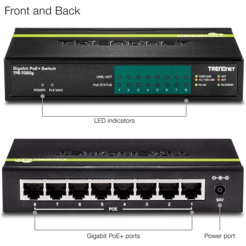 TRENDnet TPE-TG82g 8-Port Gigabit PoE+ Switch