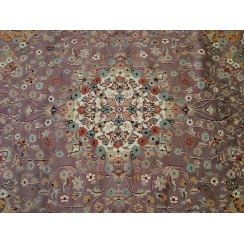 AHMEDANI  Medallion Floral Hand Knotted Wool Silk Carpet 9.2' X 6.2' Area Rug - Multi-Colour