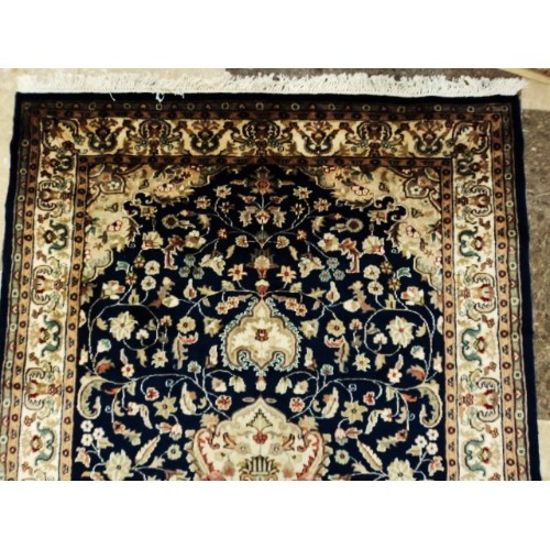Ahmedani Ivory Exclusive Hand Knotted Oriental Rug Wool Silk Carpet 5.1' x 8.1' Area Rug - Mid Night Blue