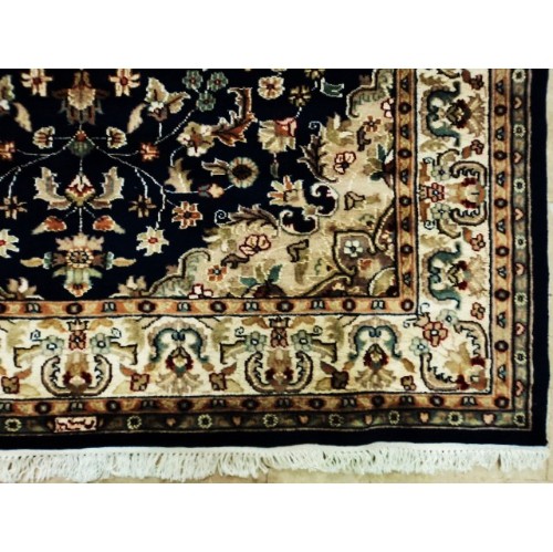 Ahmedani Ivory Exclusive Hand Knotted Oriental Rug Wool Silk Carpet 5.1' x 8.1' Area Rug - Mid Night Blue