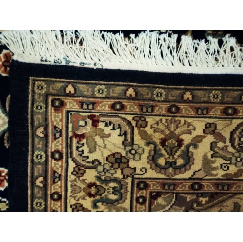 Ahmedani Ivory Exclusive Hand Knotted Oriental Rug Wool Silk Carpet 5.1' x 8.1' Area Rug - Mid Night Blue