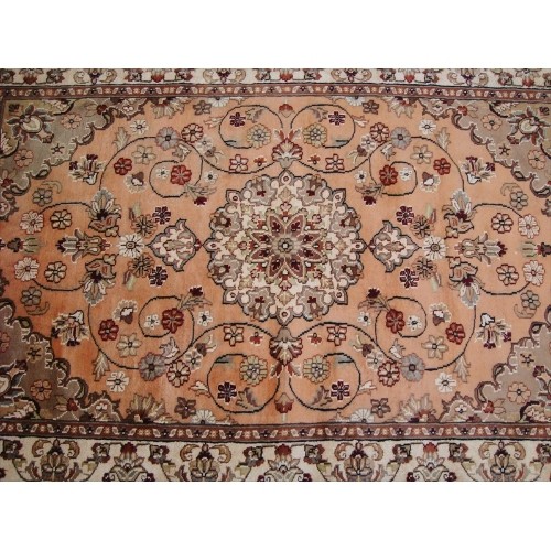 Ahmedani Awesome Floral Medallion Hand Knotted Oriental Wool Silk Carpet 6.0' x 4.1' Area Rug - Multi-Colour