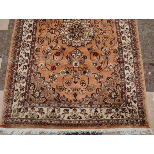Ahmedani Awesome Floral Medallion Hand Knotted Oriental Wool Silk Carpet 6.0' x 4.1' Area Rug - Multi-Colour