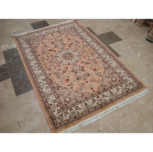 Ahmedani Awesome Floral Medallion Hand Knotted Oriental Wool Silk Carpet 6.0' x 4.1' Area Rug - Multi-Colour