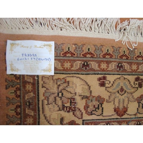 Ahmedani Awesome Floral Medallion Hand Knotted Oriental Wool Silk Carpet 6.0' x 4.1' Area Rug - Multi-Colour