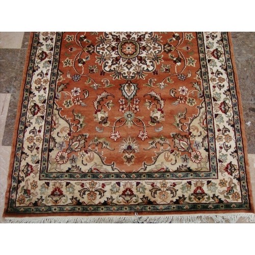 Ahmedani Rustic Floral Medallion Hand Knotted Oriental Wool Silk Carpet 6.2' x 4.2' Area Rug - Multi-Colour