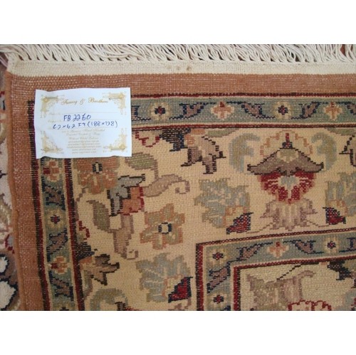 Ahmedani Rustic Floral Medallion Hand Knotted Oriental Wool Silk Carpet 6.2' x 4.2' Area Rug - Multi-Colour