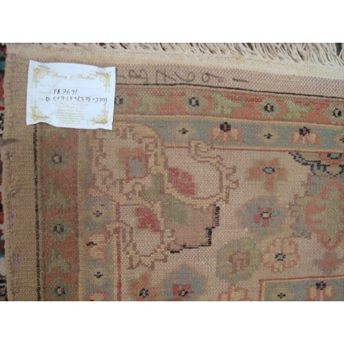 Ahmedani Bakhtiari Floral Blocks Hand Knotted Wool Silk Carpet 12.5' x 9.1' Area Rug - Multi-Colour