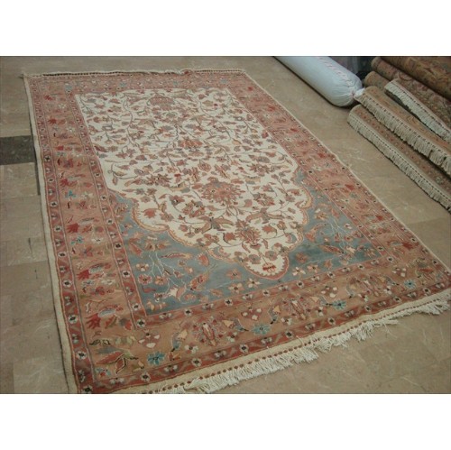 Exclusive Tree of Life Bird Jungle Hand Knotted Area Rug Wool Silk Carpet'