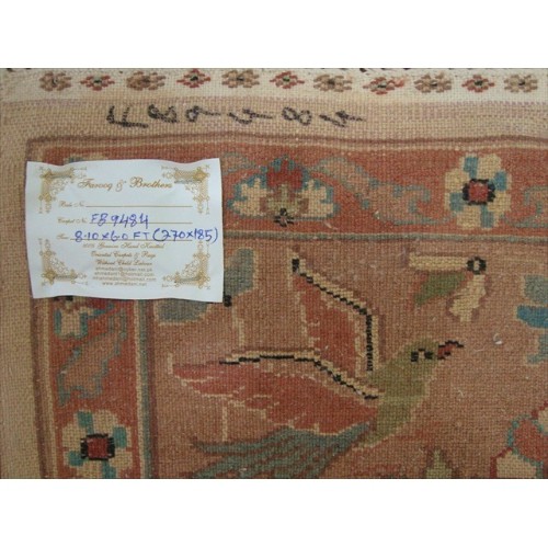 Exclusive Tree of Life Bird Jungle Hand Knotted Area Rug Wool Silk Carpet'