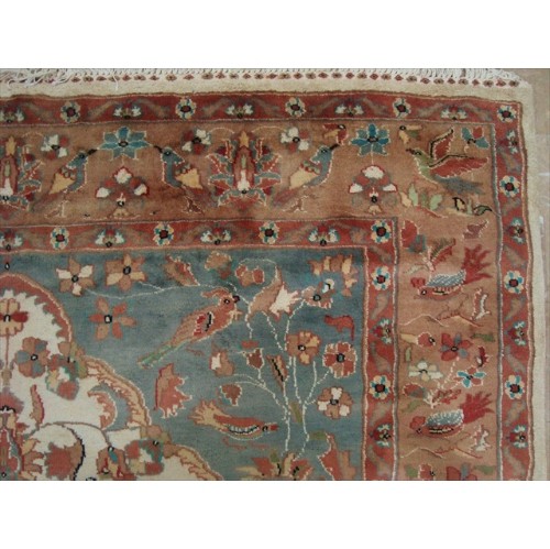 Exclusive Tree of Life Bird Jungle Hand Knotted Area Rug Wool Silk Carpet'