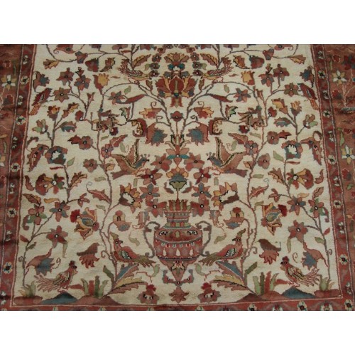 Exclusive Tree of Life Bird Jungle Hand Knotted Area Rug Wool Silk Carpet'