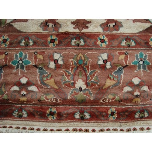 Exclusive Tree of Life Bird Jungle Hand Knotted Area Rug Wool Silk Carpet'