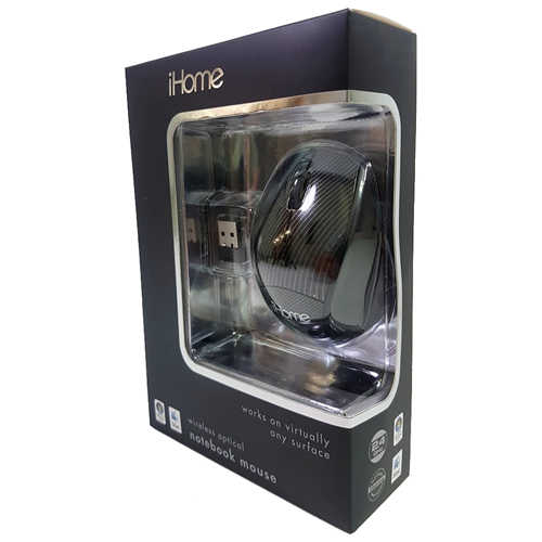 iHome Wireless Optical Notebook Mouse With Nano USB Receiver Black