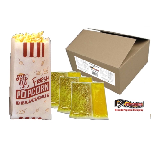 6 oz HTD Canada Popcorn Company Authentic Theater Popcorn Portion Packs 36 packs
