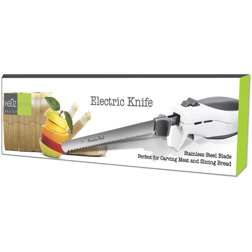 Hauz Electric Knife with 9" Stainless Steel Blade White
