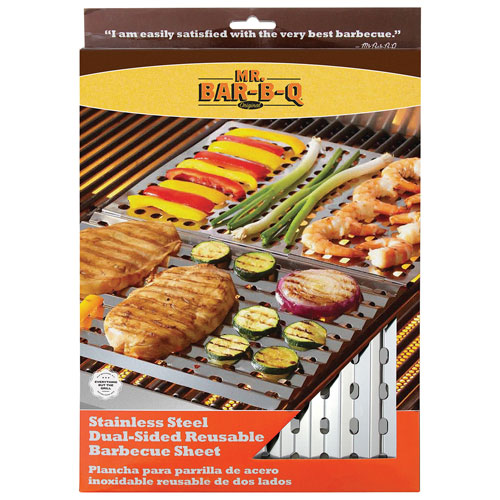 Plaque en acier inoxydable à deux côtés pour barbecue de Mr. Bar-B-Q