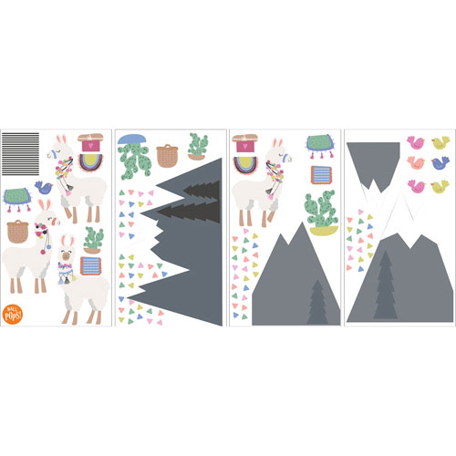 WallPops Laid Back Llamas Wall Art Kit - Grey