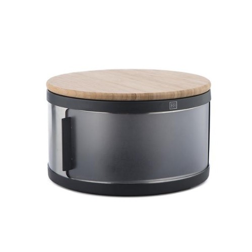 Round Stainless Steel Bread Bin | 18/10 Stainless Steel | Sustainable Sourced Bamboo Wood