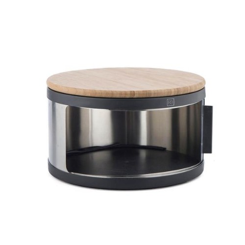 Round Stainless Steel Bread Bin | 18/10 Stainless Steel | Sustainable Sourced Bamboo Wood