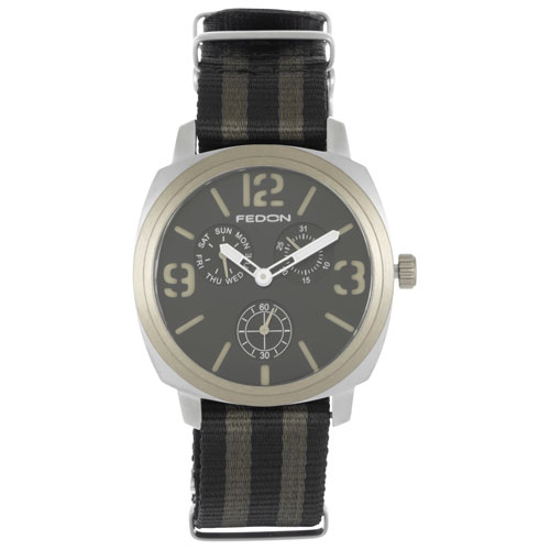 GIORGIO FEDON 1919 FDAF002 MEN'S ARMY NYLON WATCH BLACK & BROWN