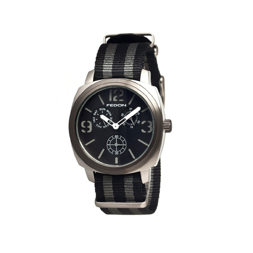 GIORGIO FEDON 1919 FDAG004 MEN'S ARMY365 WATCH NYLON BLACK & SILVER