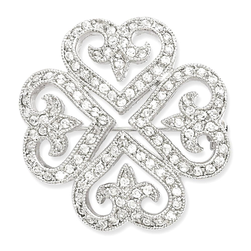 IceCarats Kelly Waters Cubic Zirconia Cz Clover Pin