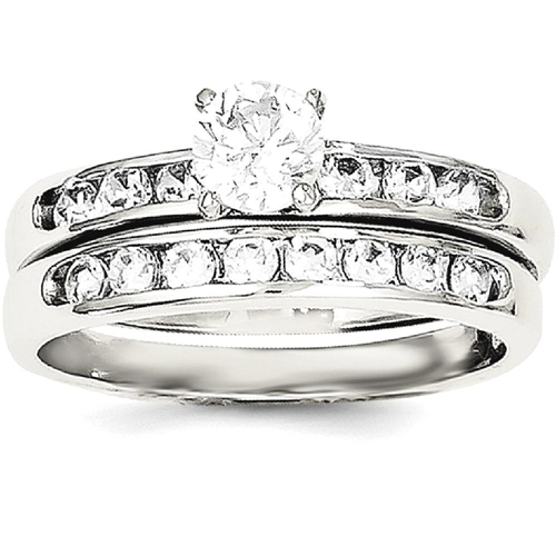 IceCarats 925 Sterling Silver Cubic Zirconia Cz Band Ring Set Engagement Wedding