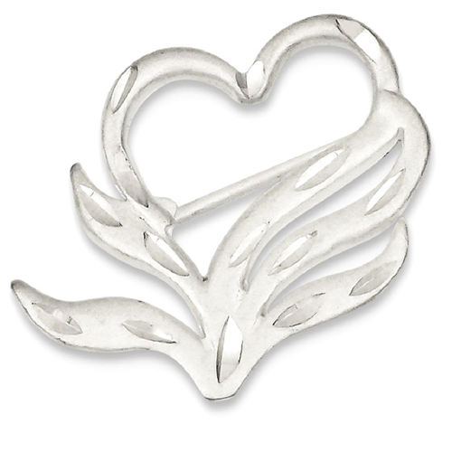 IceCarats 925 Sterling Silver Finish Heart Pin